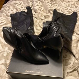 Black thigh high heel boots size 10
